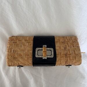 Woven Clutch with Black Accent